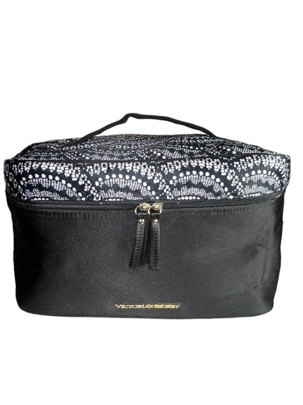 Victoria's Secret Victoria’s Lingerie Travel Bag Black and White Satin